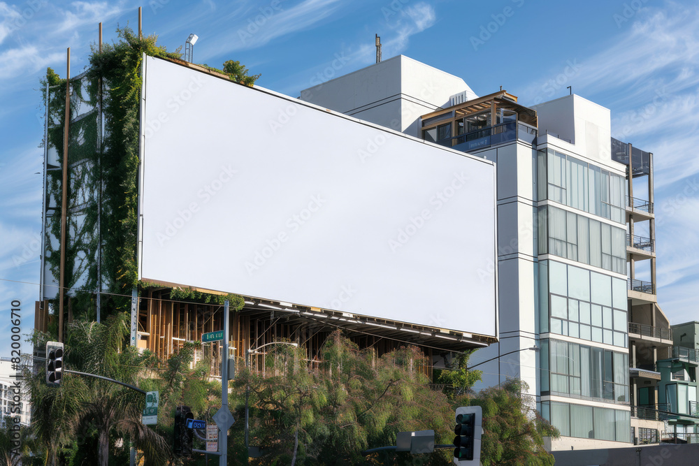 Large White Billboard on Building Side Large White Billboard on Building Side