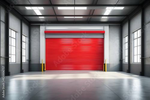 Roller shutter inside factory and warehouse in industrial building.