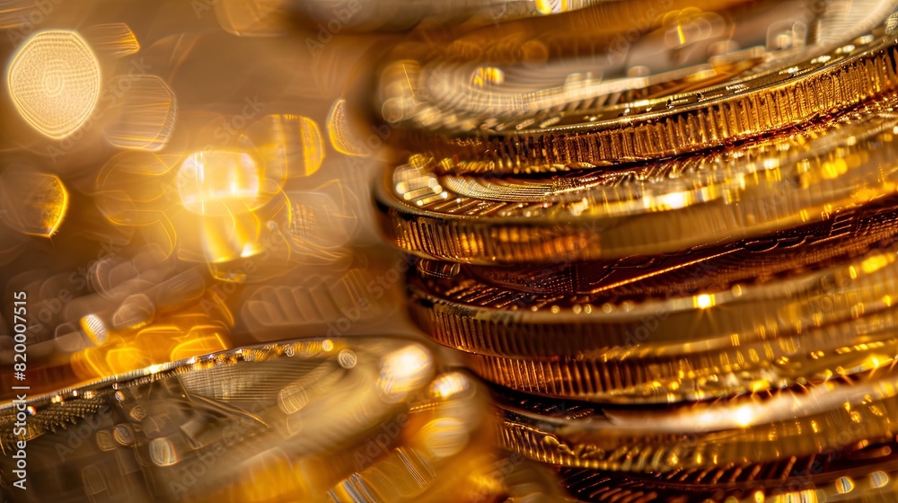 Shining Treasures Mesmerizing Close-Up Photograph of Pristine Gold Coins Display. Shining Treasures Mesmerizing Close-Up Photograph of Pristine Gold Coins Display.