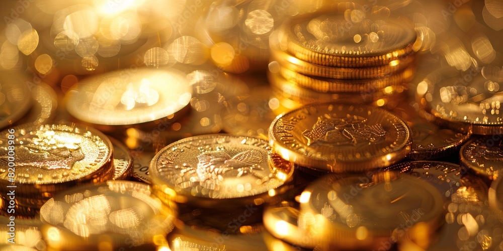 Detailed shot of shining gold coin stacks. Luxurious image of prosperity Detailed shot of shining gold coin stacks. Luxurious image of prosperity