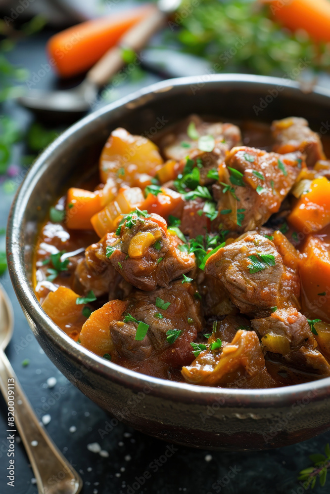 Savory Lamb Stew Close-Up, Eid feast, Islamic celebration, Family feast. Savory Lamb Stew Close-Up, Eid feast, Islamic celebration, Family feast.