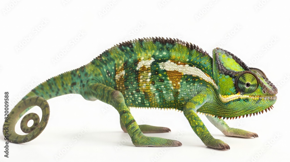 Chameleon on white background. Beautiful extreme close-up. generative ai Chameleon on white background. Beautiful extreme close-up. generative ai