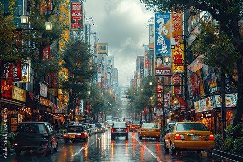 An aesthetically bright Tokyo street at night.