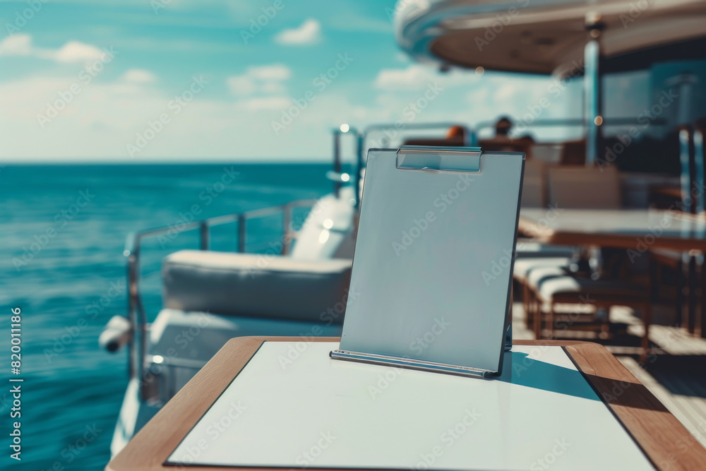 Fototapeta premium Clipboard on Wooden Table