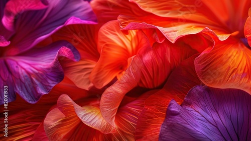 This is an up-close photograph of purple and pink flower petals.  