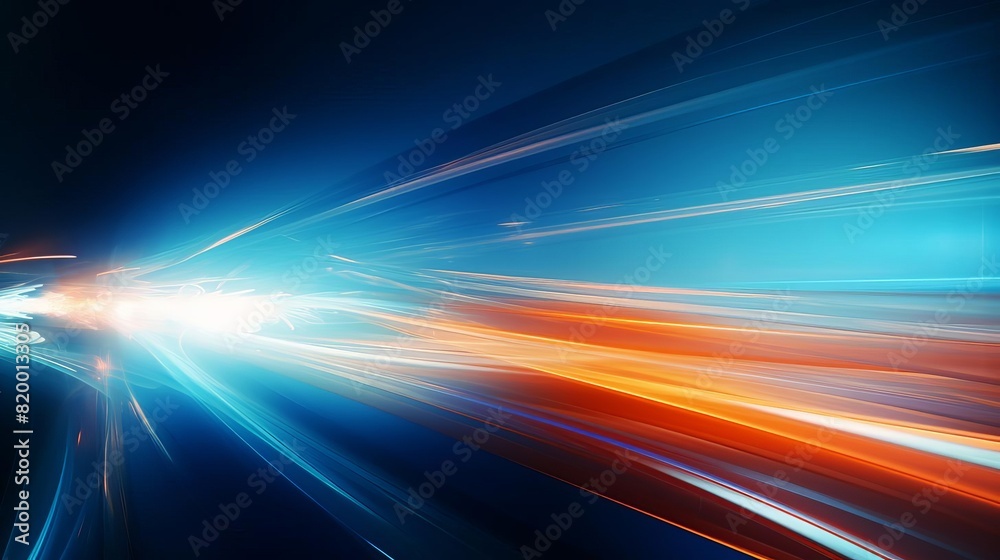 Blue and orange abstract light streaks