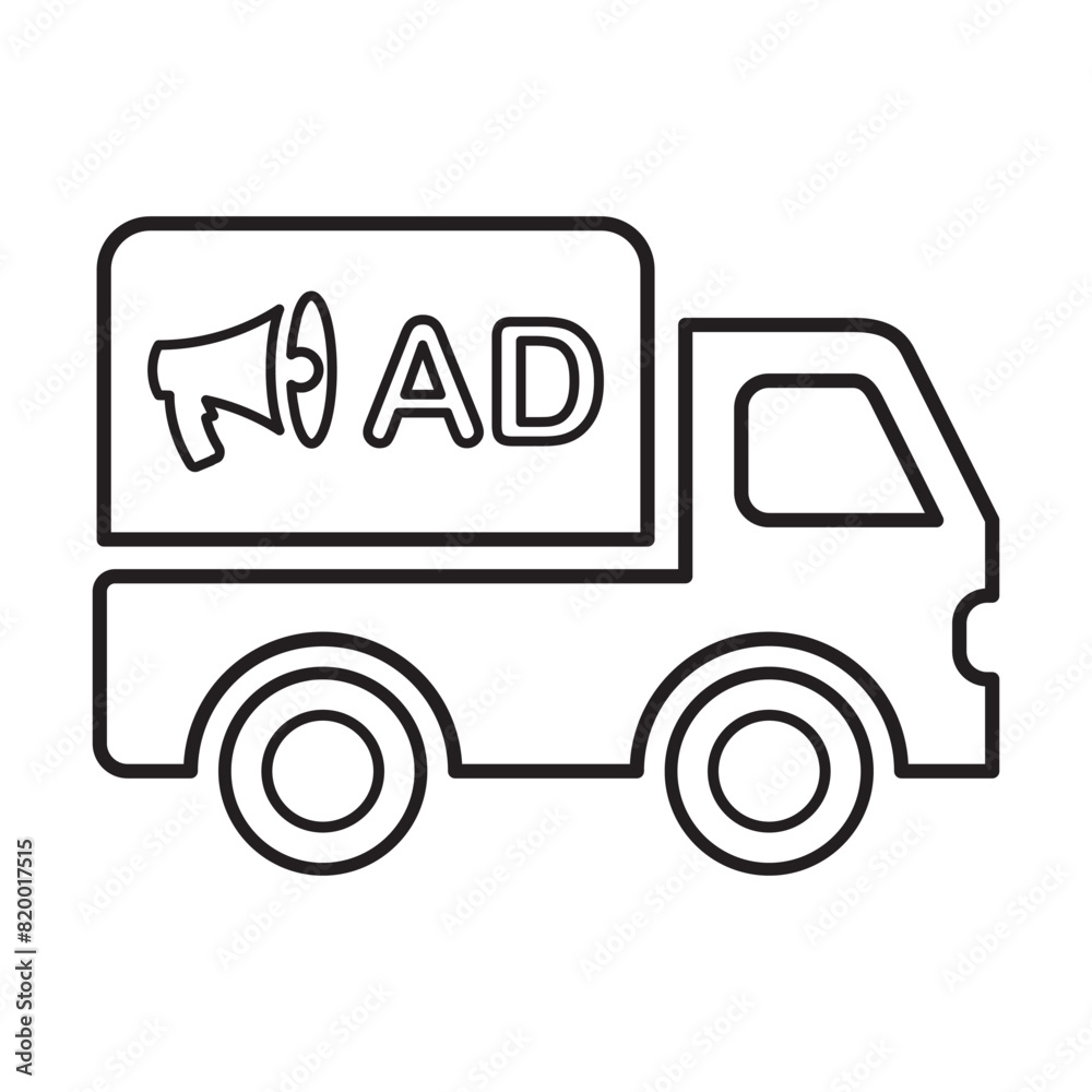 Advertisement Truck Icon Line Vector graphics