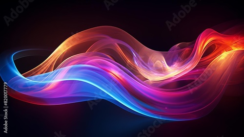 Bright neon light swirls in motion