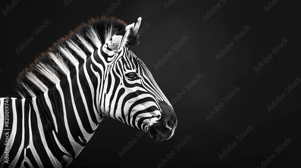 Zebra against black backdrop Zebra against black backdrop