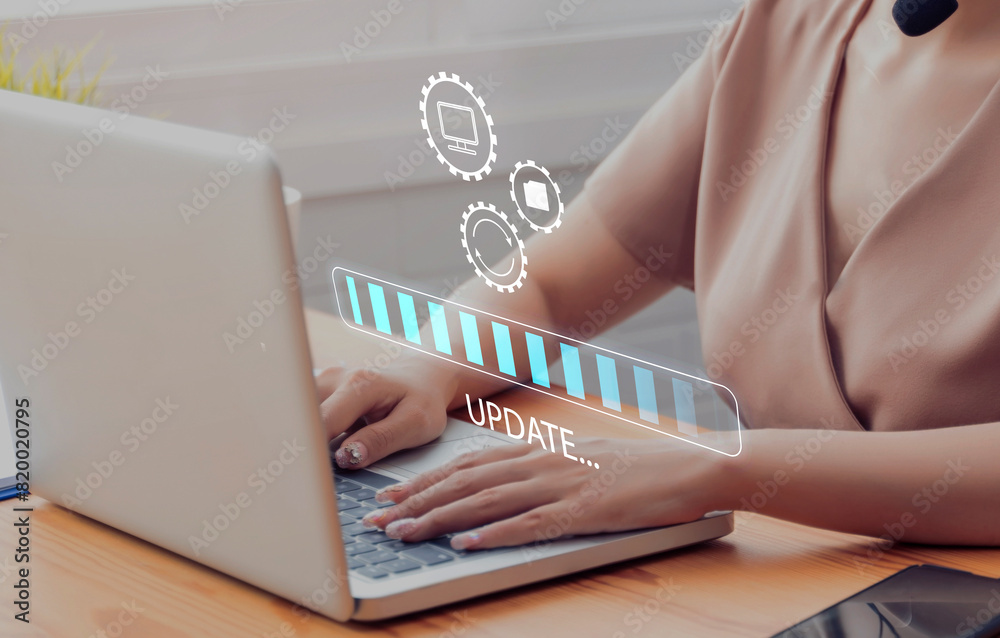 Working in office desktop installing update system software for device