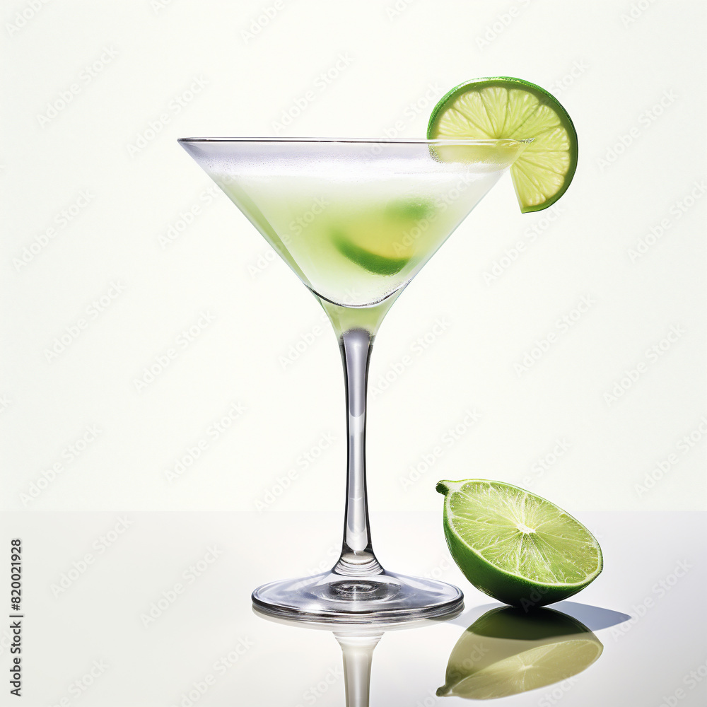 Cocktail Day Daiquiri with Lemon and Lemon Lime. Coctail Day on White Background. Cocktail Day Daiquiri with Lemon and Lemon Lime. Coctail Day on White Background.