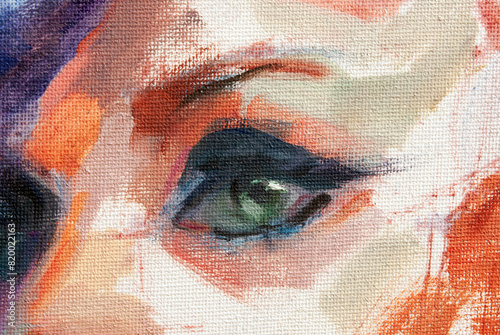 Dettaglio di un occhio di un dipinto con soggetto femminile photo