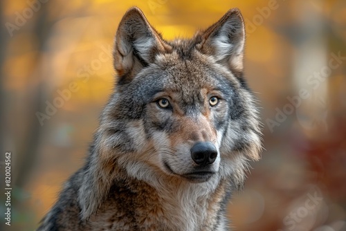 A grey wolf is looking as if he is nervous  high quality  high resolution
