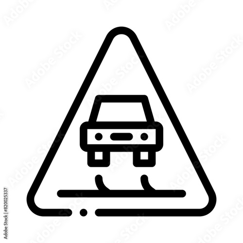 Slippery road line icon