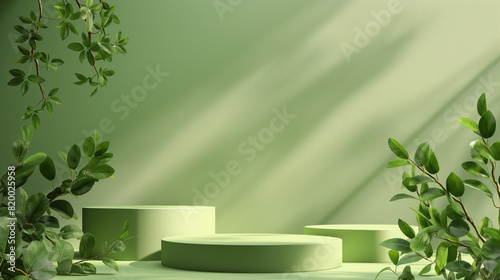 Concrete podium tabletop floor in outdoor tropical garden forest blurred green leaf plant nature background. Natural product placement pedestal stand display, summer jungle paradise concept.