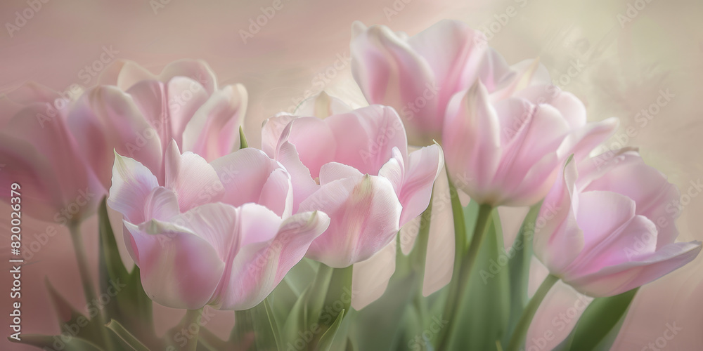 Fototapeta premium A bouquet of pink flowers with a pink background