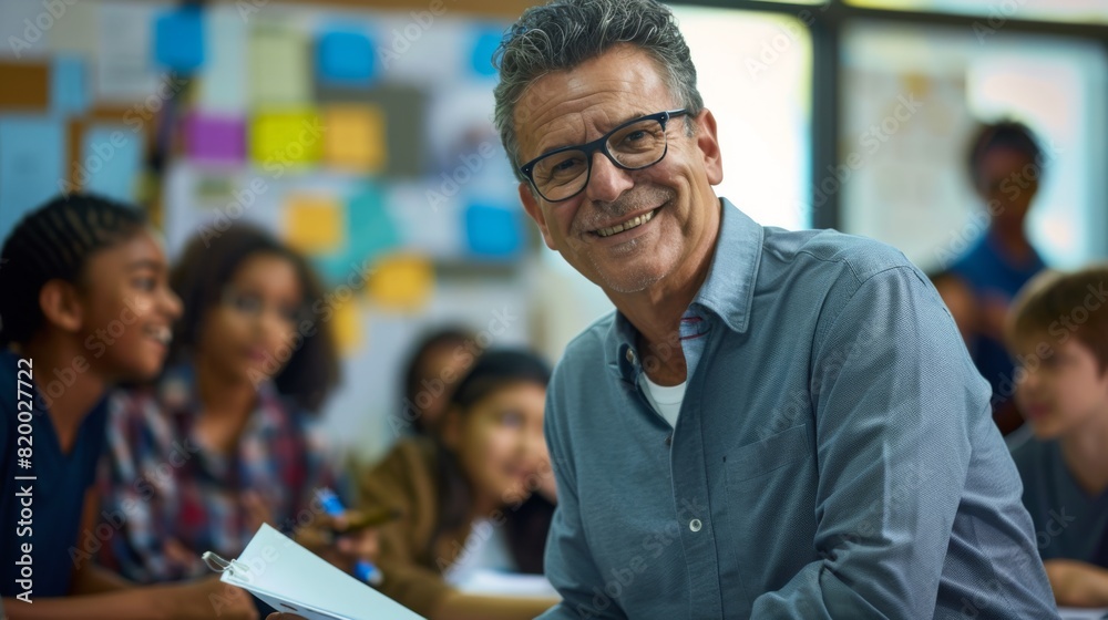Fototapeta premium Smiling Teacher in a Classroom