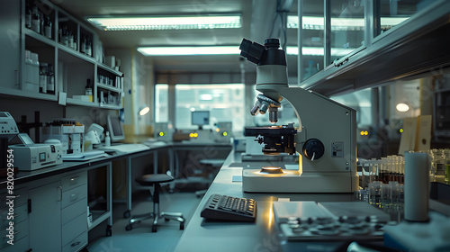 Microscope imaging software for analyzing biological images, bio engineering backdrop.