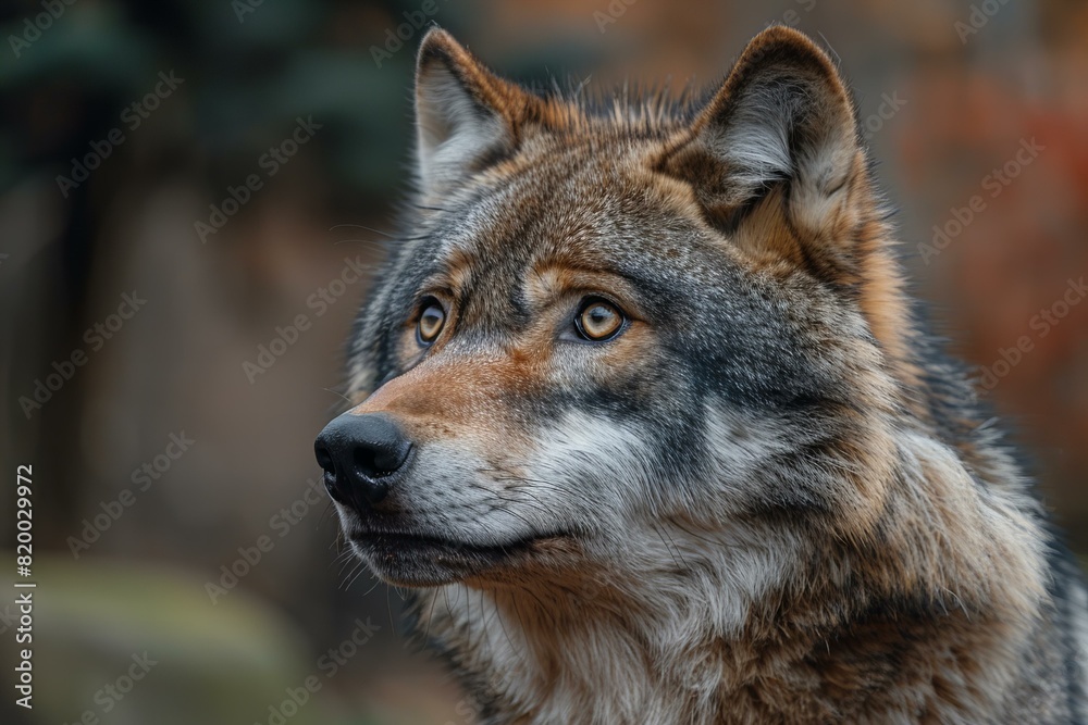 Digital artwork of  grey wolf is looking as if he is nervous, high quality, high resolution