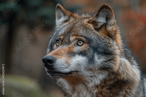 Digital artwork of  grey wolf is looking as if he is nervous, high quality, high resolution