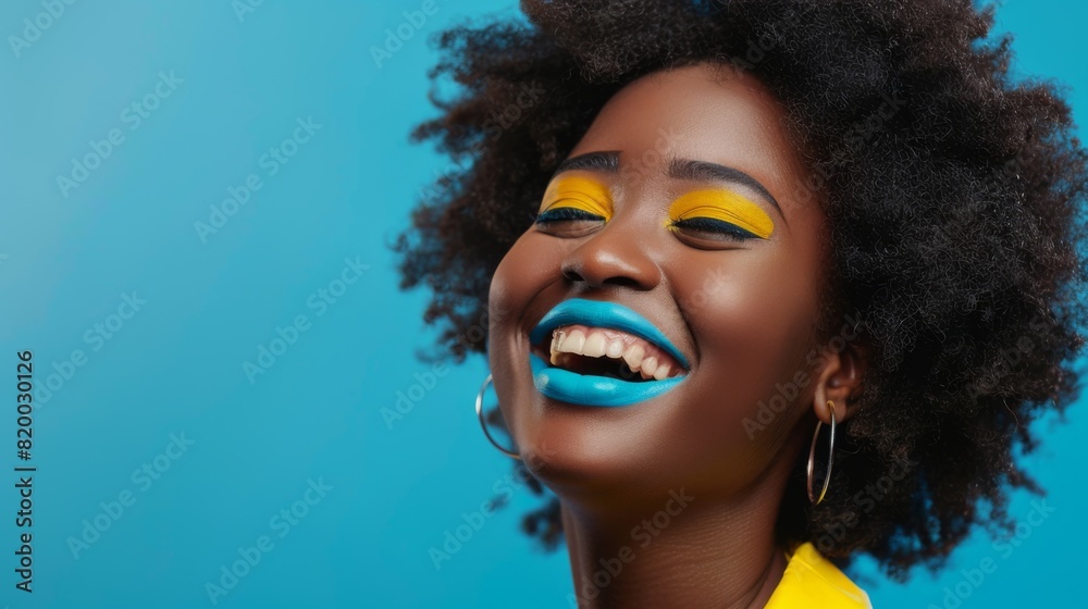 Radiant Woman with Colorful Makeup Radiant Woman with Colorful Makeup