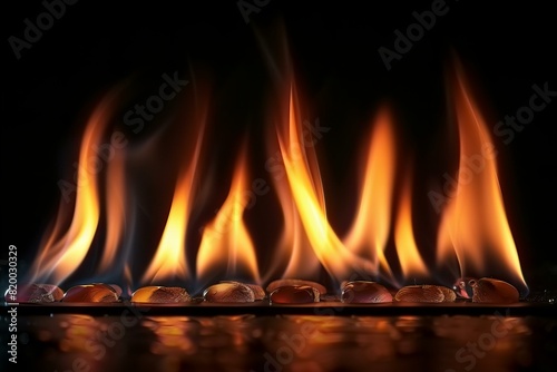 An image of flames on a black background, high quality, high resolution