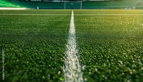 "Dynamic Athletic Grounds: Close-Up of Soccer Stadium with Synthetic Grass" 