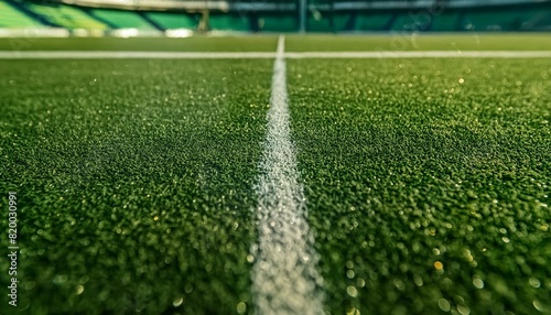 "Green Sporting Oasis: Detailed Close-Up of Soccer Field and Grass Track" 