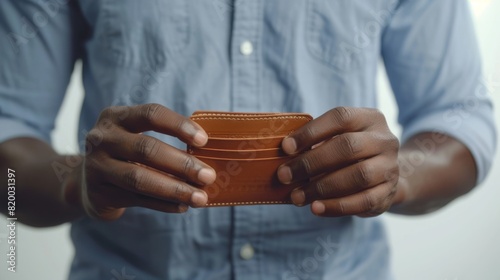 A Man Holding Leather Wallet photo