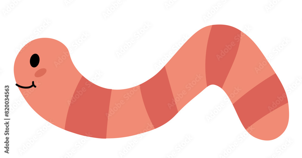 Kid Vector Striped Smiling Worm. Creative element for children design. Flat illustration. Kid Vector Striped Smiling Worm. Creative element for children design. Flat illustration.