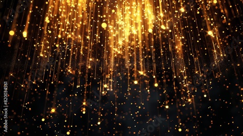Golden Sparks Raining Against a Deep Black Background