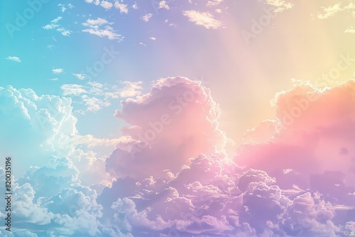 Digital artwork of sky color gradient layered pastel clouds , high quality, high resolution