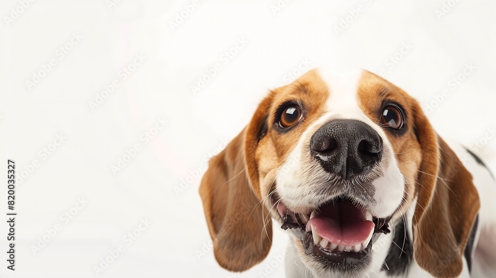 Friend Portrait of funny active pet cute dog Beagle posing isolated over white studio background Concept of motion action pets love animal life Looks happy delighted Copyspace for ad : Generative AI Friend Portrait of funny active pet cute dog Beagle posing isolated over white studio background Concept of motion action pets love animal life Looks happy delighted Copyspace for ad : Generative AI