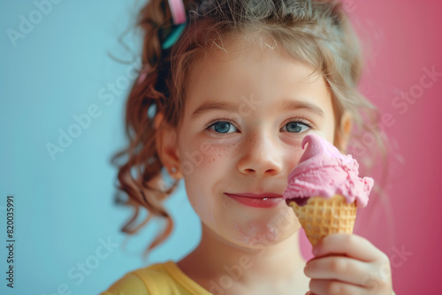  A girl enjoys an ice cream