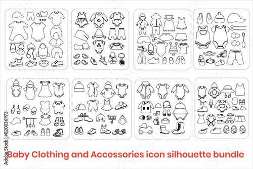 Baby Clothing And Accessories Icon Silhouette Bundle