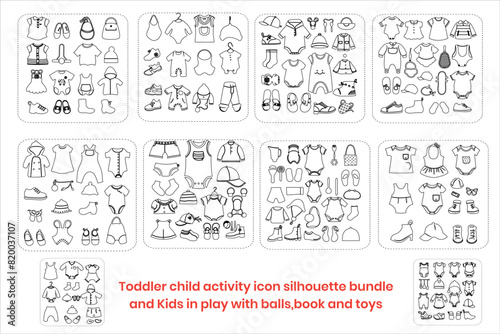 Baby Clothing And Accessories Icon Silhouette Bundle