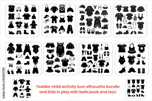 Baby Clothing And Accessories Icon Silhouette Bundle