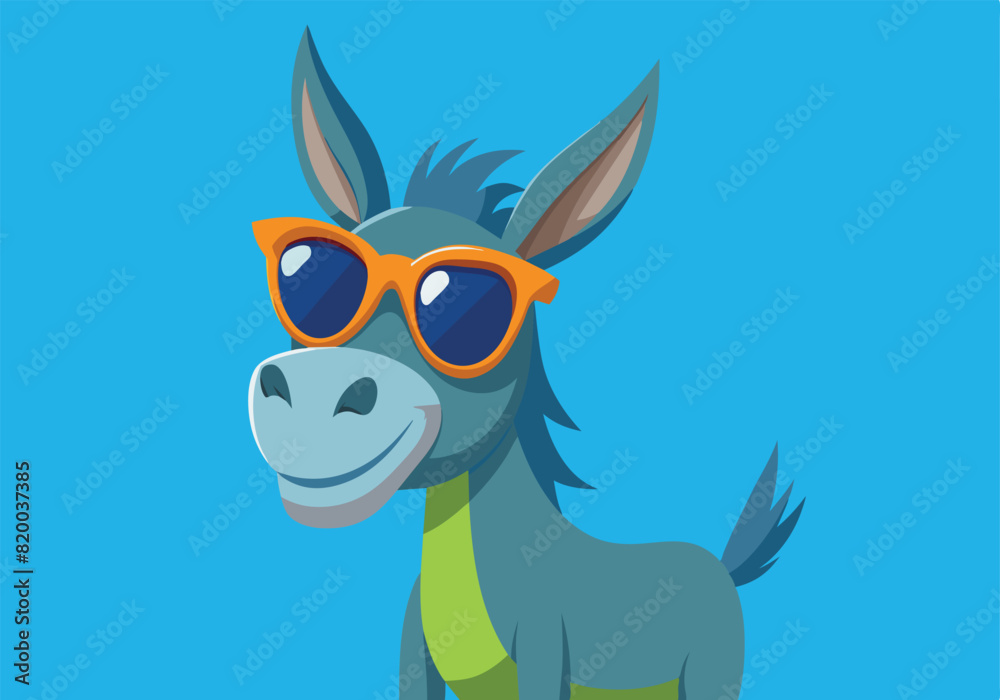 A cartoon donkey wearing sunglasses and a green shirt A cartoon donkey wearing sunglasses and a green shirt