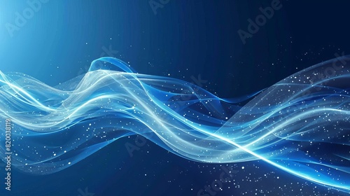 abstract blue wave technology mobile and web banners global cyber network connectivity concept digital illustration
