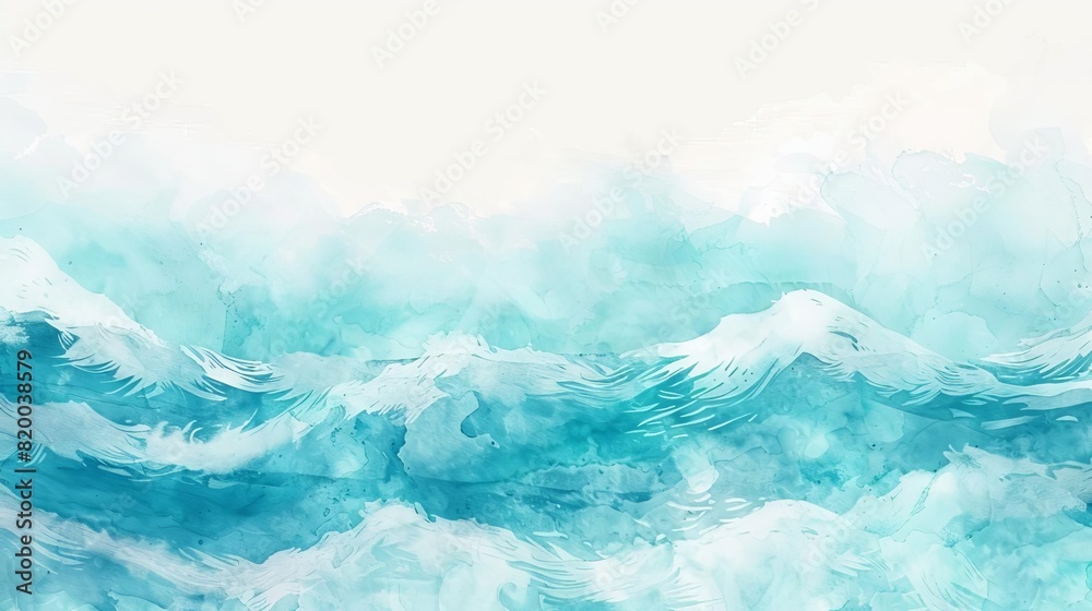Obraz premium abstract ocean wave texture pastel blue watercolor background summer banner