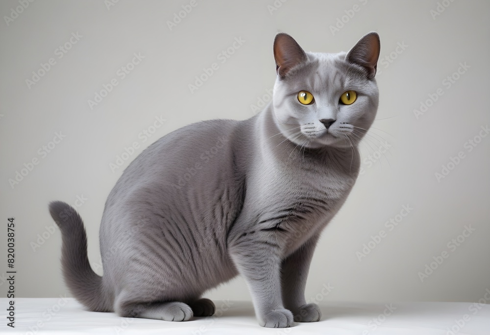 Obraz premium Chartreux cat white background 