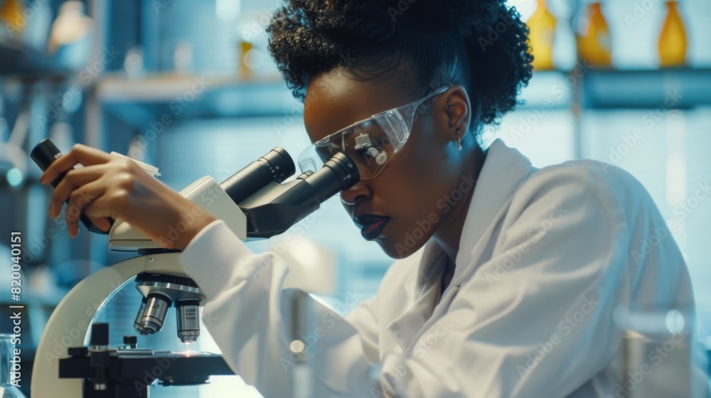 Scientist Analyzing with Microscope Scientist Analyzing with Microscope
