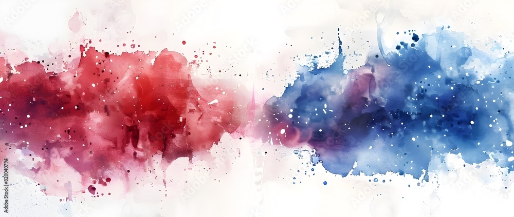 Obraz premium Vivid Watercolor Splatters Forming Mesmerizing Abstract Composition