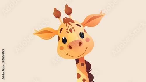 cartoon portrait of adorable smiling giraffe aigenerated animal illustration