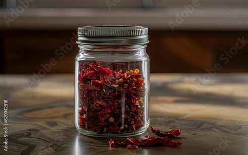 Glass Jar of Dried Red Chili Peppers