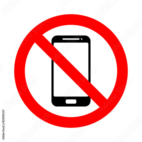 smartphone allowed, mobile phone in red circle pictogram, round vector icon