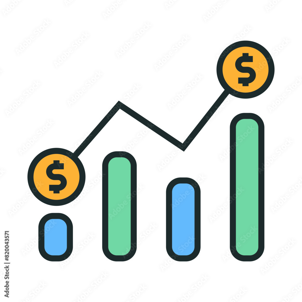 Dollar exchange rate chart icon. Dollar exchange rate bar graph icon. Icons about banking and finance Dollar exchange rate chart icon. Dollar exchange rate bar graph icon. Icons about banking and finance