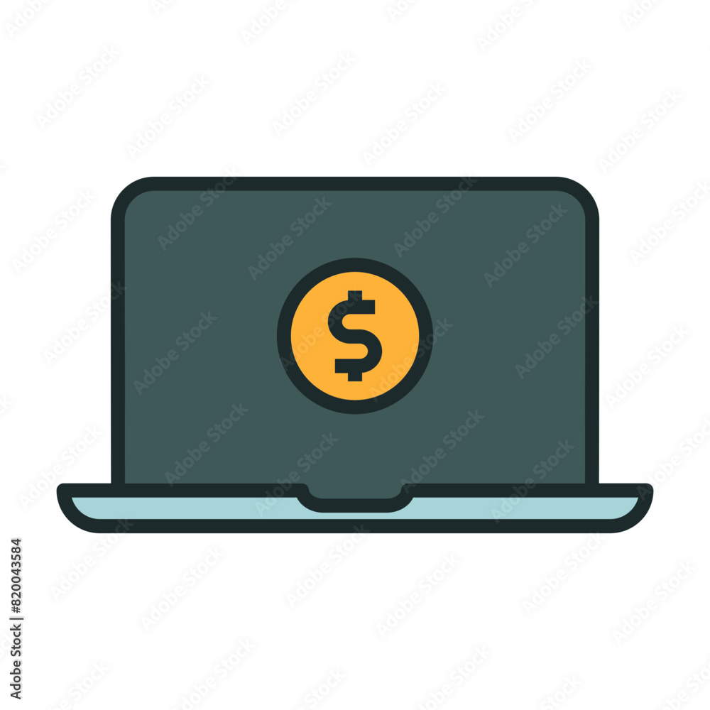 Internet banking icon. Laptop icon with a dollar symbol on the screen. Icons about banking and finance Internet banking icon. Laptop icon with a dollar symbol on the screen. Icons about banking and finance