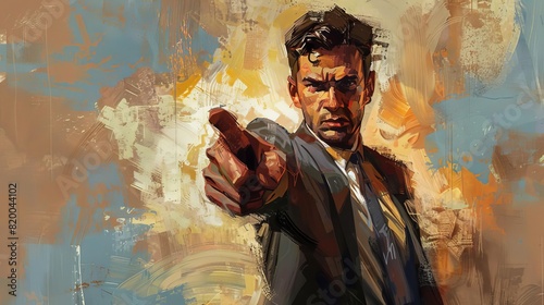 confident man pointing finger ai generated portrait illustration digital painting