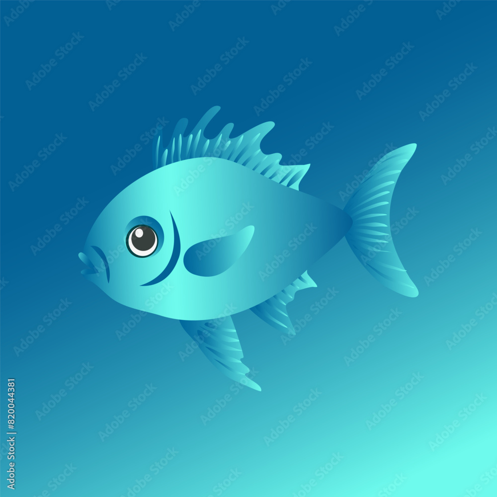 Vector illustration of fish and algae in flat style